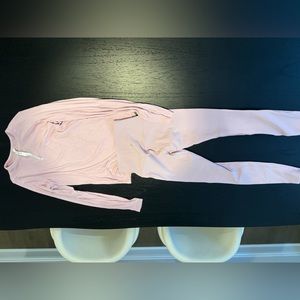 Lululemon peony pink colored set, align leggings and soft rib long sleeve top